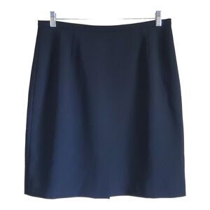 ANN TAYLOR Women's 14 Skirt Black Lined Back Kick Slit Knee Length Waist 32"